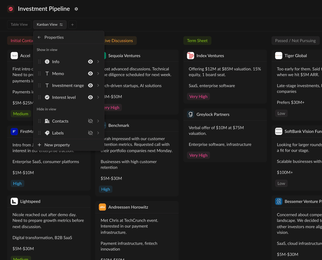 Customize views and detail properties.